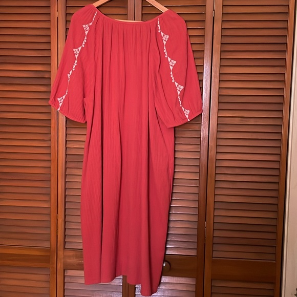 Jjill Peasant short sleeve midi dress XL with pockets and embroidery NWOT! - Picture 4 of 5